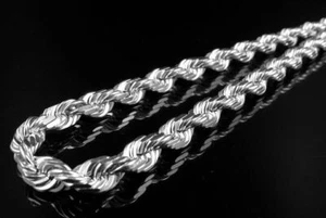 Men's\Ladies Solid Rope Chain 7.5MM Real 10K White Gold 20"-30" - Afbeelding 1 van 7