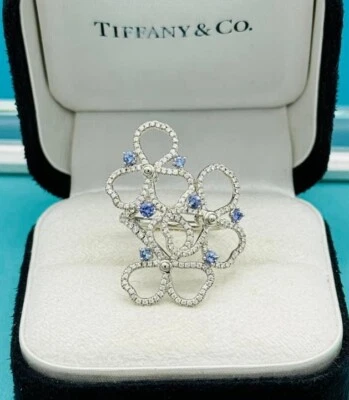 Tiffany & Co. Paper Flower Tanzanite Ring Diamond Platinum Open Retired Size 6 - Image 1 of 4