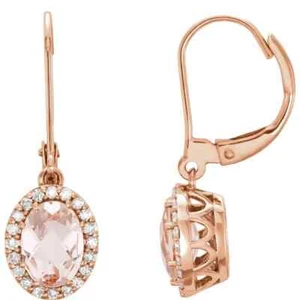 Morganita rosa de 14 kt y 1/5 quilates doble Pendientes de diamantes - Imagen 1 de 2