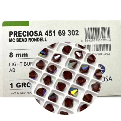 144 cuentas bicónicas de cristal checo genuino Preciosa 8 mm borgoña claro recubiertas AB Foto 1 de 4