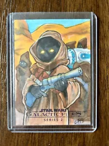 Star Wars Galactic Files Sketch Card Jawas And R2D2 Artist Signed 1/1 - Picture 1 of 3