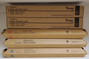 Genuine Ricoh Savin Lanier Toner Cartridges Set - MP C2800 C3300 (5 Cartridges) - Afbeelding 1 van 11