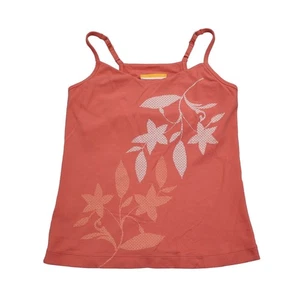 Lucy Shirt Girls S Orange Sleeveless Adjustable Spaghetti Strap Floral Tank Top - Picture 1 of 14