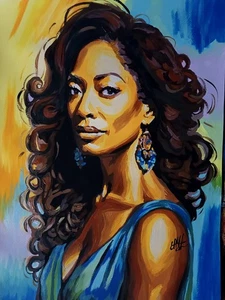 original poster portrait of Gina Torres, acrylic, paper, handmade - Picture 1 of 2