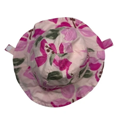 Carter's Newborn Baby Girl Pink Floral Bucket Sun Hat With Chin Straps 0114 - Image 1 of 4