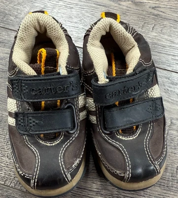 Baby Boy Clothes Carter's Size 5M Brown Dress Tennis Shoes - Image 1 of 4