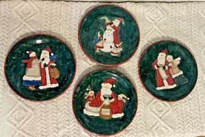 4 Santa’s Mates Plate Noble Xmas Scenes Elves Mrs. Claus List Snowman 11" - Picture 1 of 20