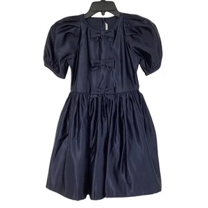 Janie and Jack Girls 12 Blak The Satin Bow A Line Dress Puff SLeeve Party I18-17 - Picture 1 of 6