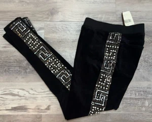 BOSTON PROPER Velvet Rhinestones Pants Elvis Style Black Fairy Grunge WhimsiGoth - Picture 1 of 8