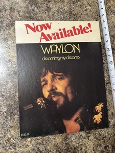 Waylon Jennings negozio di dischi esposizione 2 lati 1975 Dreaming My Dreams vintage - Foto 1 di 12