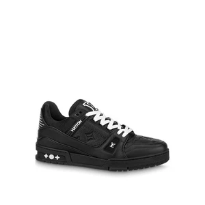 Louis Vuitton LV Trainer Sneaker – Black Monogram Leather – Men’s Size 6 – Dual - Picture 1 of 10