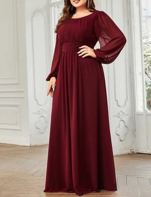 Ever-Pretty Size 18 Chiffon Long Sleeve Evening Dress Formal Wedding Prom Party  - Image 1 of 4