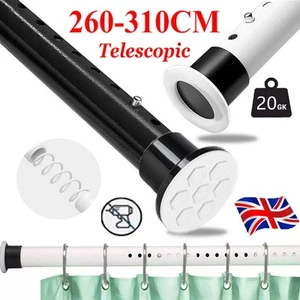 2.6-3.1m Shower Curtain Rail Pole Heavy Duty Extendable Tension Rod No Drilling - Picture 1 of 23
