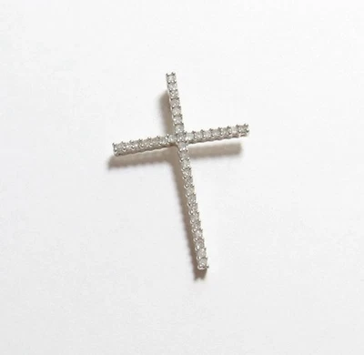 Diamond Cross Pendant 14K Yellow Gold 36 Diamonds 0.30 Ct Preowned 1 1/8” X 3/4” - Image 1 of 4