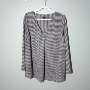 Talbots Bluse Top Größe 2X, schwarz weiß Kacheldruck Tunika klassisch Karriere gebraucht, in einwandfreiem Zustand - Bild 1 von 8
