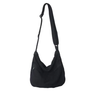 Canvas Messenger Bag Hobo Crossbody Bag for Women Shoulder Tote Handbag Black - Picture 1 of 6