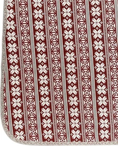 Christmas Table Topper Quilted Red & White Fair Isle Stripe Handmade 39”x32” - Picture 1 of 7