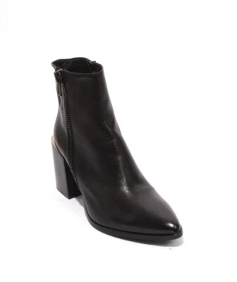Laura Bellariva 6142 Black White Leather Pointy Zip Ankle Heel Boots 36 / US 6 - Image 1 of 4