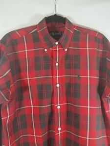 Mens Polo Ralph Lauren Long Sleeve Red Gray Plaid Dress Shirt Size 15 - Picture 1 of 7