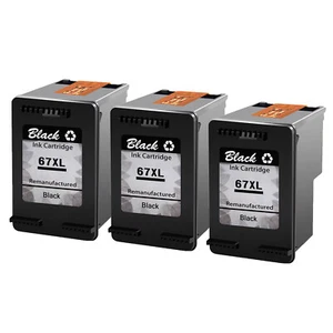 67XL 67 XL Black Ink Cartridge FOR HP ENVY Pro 6450 6452 6455 6458 6075 3 Pack - Picture 1 of 7
