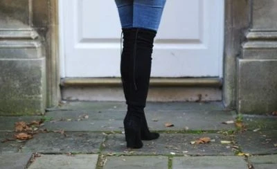 NEW Black 3"Block High Heel Over Knee Boots BACK TIE US WOMEN Size 7 - Image 1 of 4