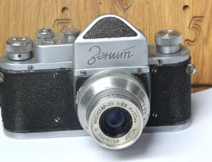 Zenit Soviet SLR Film Camera + Industar-22 50mm f/3.5 Lens USSR 1950s Serviced - Bild 1 von 24