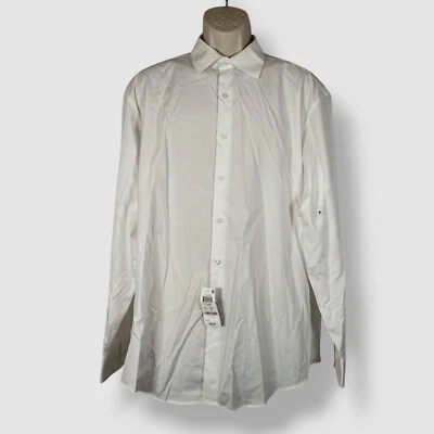 Camisa de vestir de manga larga blanca con cuello liso Alfani para hombre talla 16-16,5 34/35 Foto 1 de 4