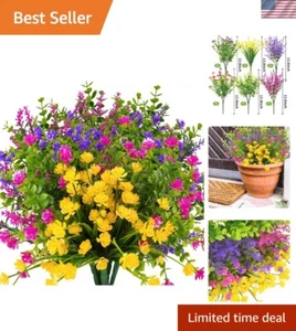12 Bundles Outdoor Artificial Fake Flowers UV Resistant No Fade Boxwood Faux ... - Picture 1 of 8
