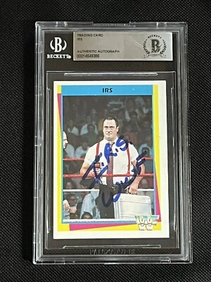 I.R.S. 1995 MERLIN WWF SIGNED AUTOGRAPHED CARD BECKETT BAS AUTHENTIC - Image 1 of 2