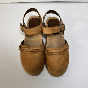 Hanna Andersson Girls Classic Camel Suede Swedish Clogs Heel Strap EU32/US 1 - Picture 1 of 11