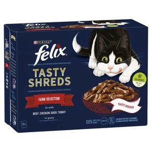 Felix Tasty Shreds Farm Selection in Sauce Nassfutter für Katzen (12er Pack × 80g ) - 4 Packungen - Bild 1 von 4