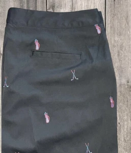 Coral Bay Golf Shorts Womens 16 Black Embroidered - Picture 1 of 6