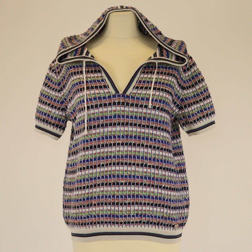 Felpa con cappuccio Chanel multicolore in maglia manica corta