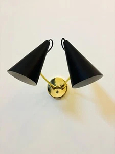 Clemente Double Sconce Adjustable Wall Light Mid Century Modern Scone Cone - Picture 1 of 2