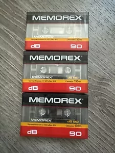 3- Cintas de casete de audio en blanco de 90 minutos de alta salida Memorex dB nuevas selladas - Imagen 1 de 2