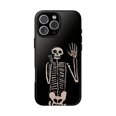 For iPhone / Galaxy / Pixel | Phone-Ink Case - Black White Spooky Skeleton - Image 1 of 3