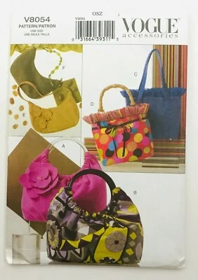 BOLSO/BOLSO DE MANO Vogue Patrones Accesorios Instrucciones y Patrones de Costura V8054 Foto 1 de 2