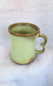 Vintage Frankoma Pottery C9 TRIGGER HANDLE Prairie Green Coffee Cup Mug - Picture 1 of 4