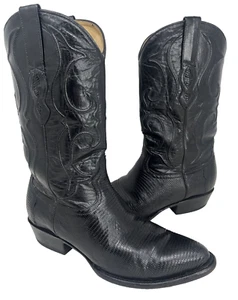 Los Altos Western Wear Genuine Lizard Cowboy Boots Hand Made Men's SZ 10 D Black - Picture 1 of 12