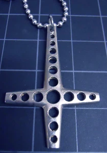 INVERTED CROSS Pendant Stainless Ball Chain New/Old Upside Down Necklace HUGE - Picture 1 of 9