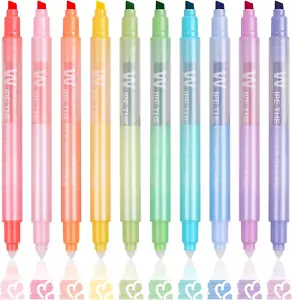 Erasable Highlighters, 10 Pastel Highlighters Assorted Colors, Dual Tip Cute Era - Picture 1 of 7
