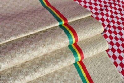 LOT de 2 ANCIENS TORCHONS en TOILE de LIN BASQUE, non lavés et jamais utilisés  - Photo 1/4