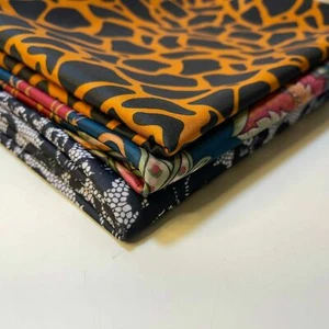 Silky Satin Floral Leopard Vintage Dress Craft Fabric Material 58" Meter - Picture 1 of 15