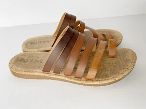 Korks Damen-Sandalen 8 M Shay braun Kunstleder Riemchen Zehenring flach Kork - Bild 1 von 8