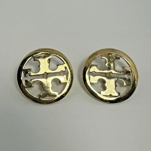 1 Pair Tory Burch Gold Tone Pierce Clip Earrings Round - Picture 1 of 7