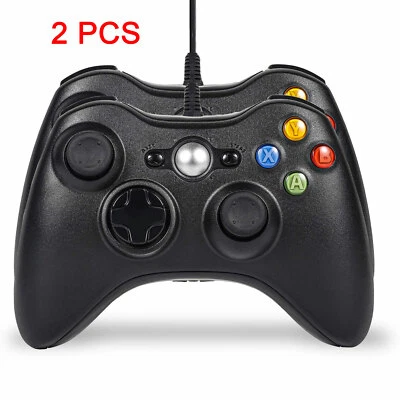 2XMicrosoft Xbox 360 Wired USB Game Controller Joystick for PC Windows XP 7 8 10 - Image 1 of 4