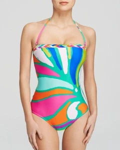 NWT $140  Sz 12 Trina Turk Tropicalia One-Piece Bandeau Swimsuit - Picture 1 of 12