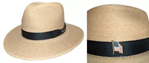 STETSON Trailhead Palm Straw Hat Fedors Outdoor Size SMALL W/ USA Flag Pin Toast - Picture 1 of 14
