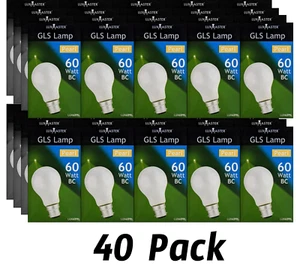 40 pk = 4 x 10 x 60W BULK GLS Light Globe Bulbs Lamps 240 V Pearl BC B22 Bayonet - Picture 1 of 3