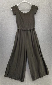 Lulu's Damen Overall breites Bein gesmoktes Oberteil taupe Größe Small kurzarm - Bild 1 von 11